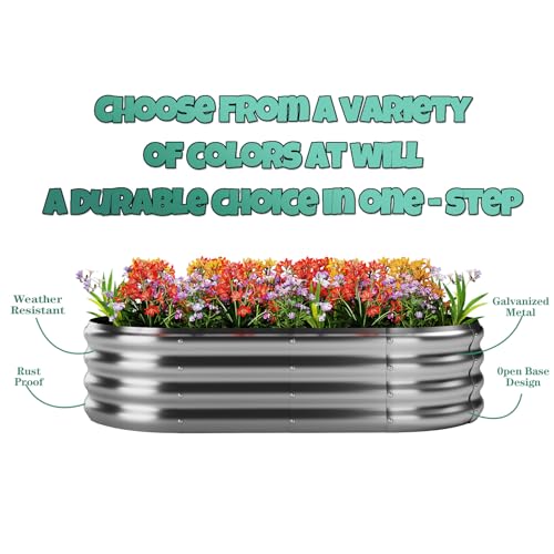 Galvanized Metal Planter Raised Garden Bed Kit for Gardening Outdoor (Silver / 4x2x1FT（2pcs）)