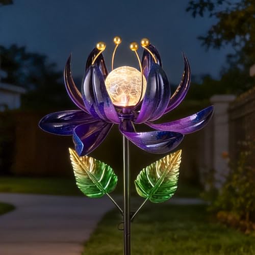 Solar Purple Metal Flower Wind Spinners (Purple 3)