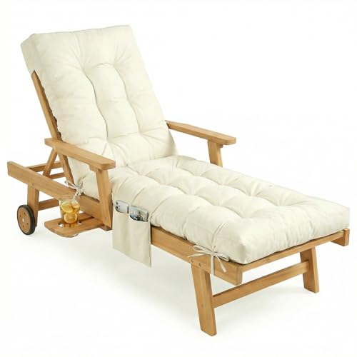 Outdoor Chaise Lounge Chair Cushion (Cream / 72x22.4x4.7)