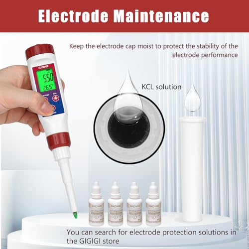 Food pH Meter Replacement Probe 2 in 1 pH Temperature Tester Spear Tip pH Sensor Easily Penetrate Solid and Semi (White)
