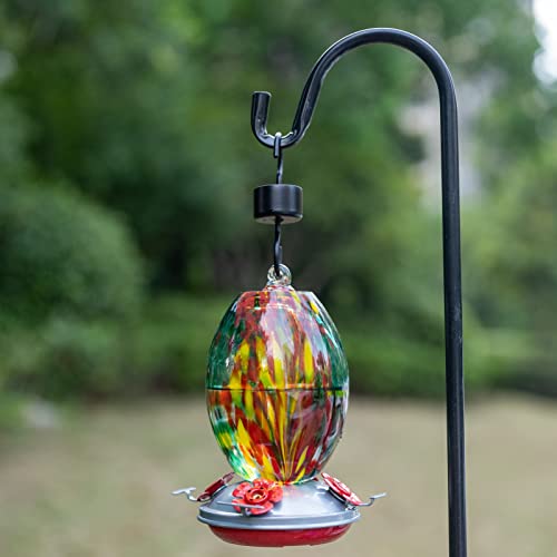 Glass Humming Bird Feeders for Outdoors (Emerald Peacock)