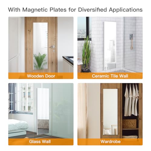 Magnetic No Drill Shatterproof NanoMirror (White / 63"L x 20"W)
