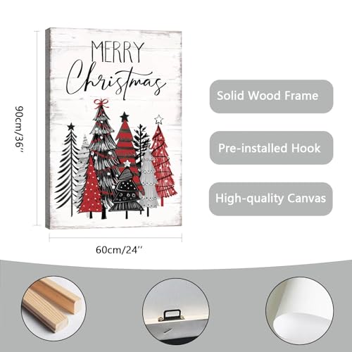 Merry Christmas Tree Canvas Wall Art (24"L x 36"W / Christmas Tree)