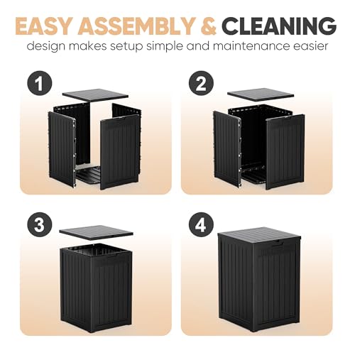 56 Gal Waterproof Outdoor Storage Box UV Resistant Deck Box (Black / 56 Gallon)