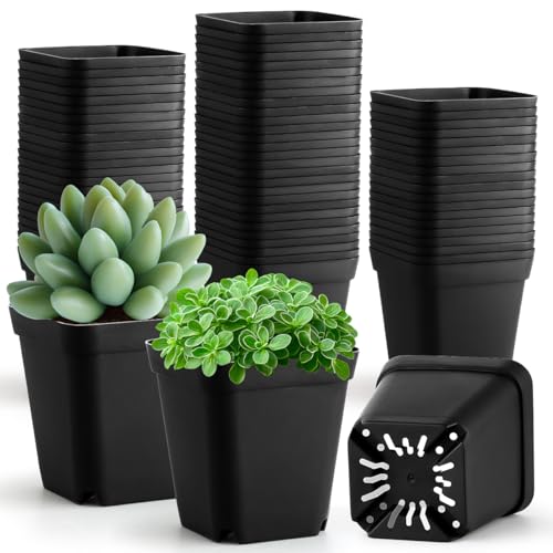 100 Pack Plant Nursery Pots 3.15 Inch (Black / 3.2Inch)