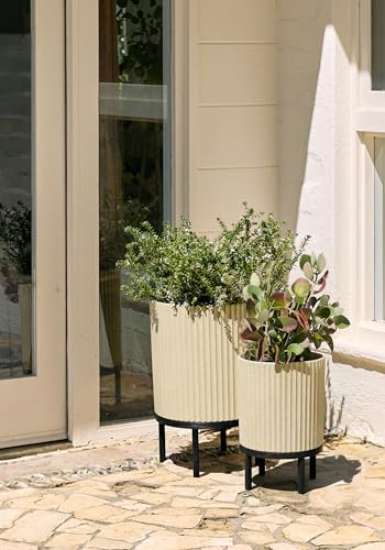 Demi Series Raised Duo Planters (Sand/Black / Bundle - 2 Pack)