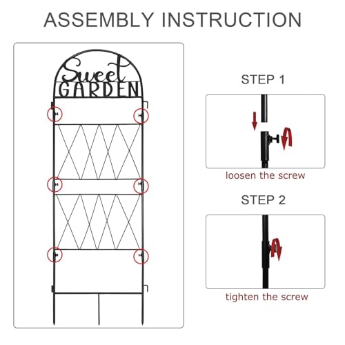 1PC Metal Garden Trellis 45 * 14 inch for Climbing Plants Flowers Outdoor (Black Words/SWEET)