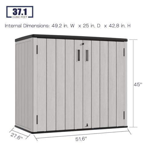 Outdoor Horizontal Storage Sheds (Gray / 37 Cu.ft)