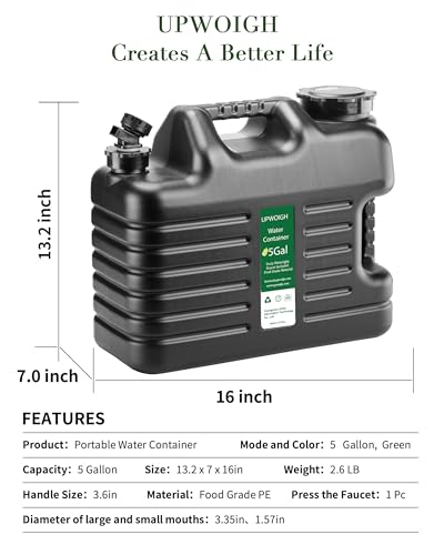 5 Gallon Camping Water Jug with Spigot (Matte Black)