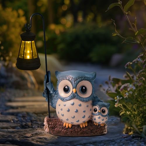 Garden Statues Owl with Solar LED Lantern