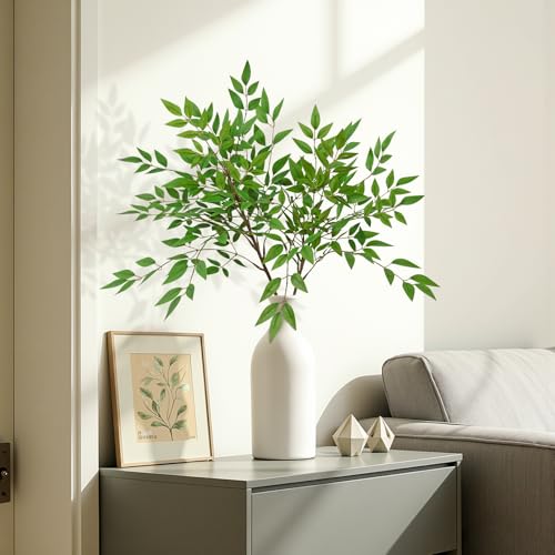 Green Nandian Artificial Plant 2PCS Faux Greenery Stems for Vase (Green Nandian-2pcs)