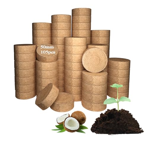 105 Pcs 50mm Compressed Coconut Coir Potting Soil (50mm)