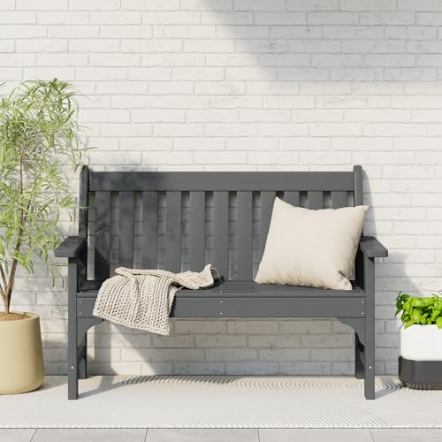 Garden Bench Farmhouse Park Front Porch for Entryway Bench Outdoor Seating Low Bench Patio Bench Outside (Grey / 51IN)