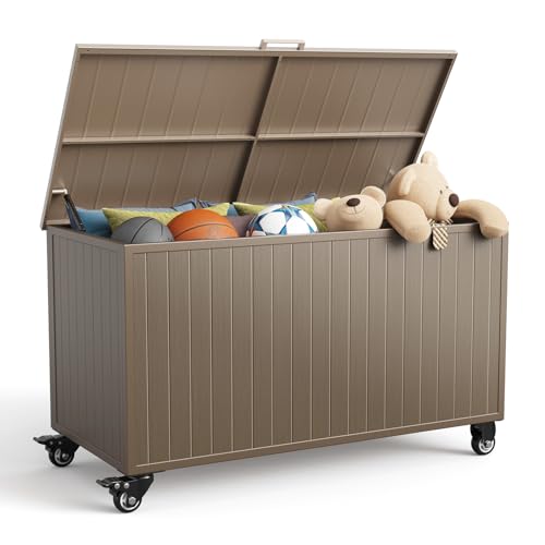 150 Gallon Outdoor Storage Box with Wheels (150 Gallon / Brown)