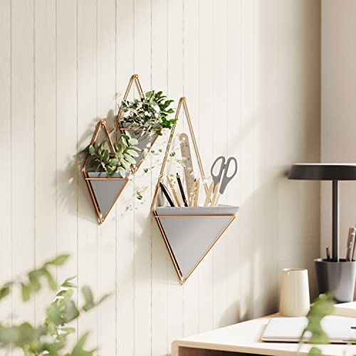 Trigg Hanging Planter Vase Wall Decor (Grey/Copper / Small)