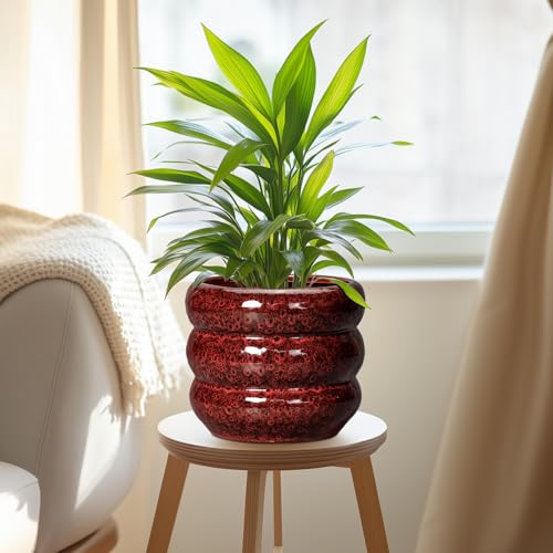 Ceramic Flower Pots (8 Inch / Leopard Print Red)