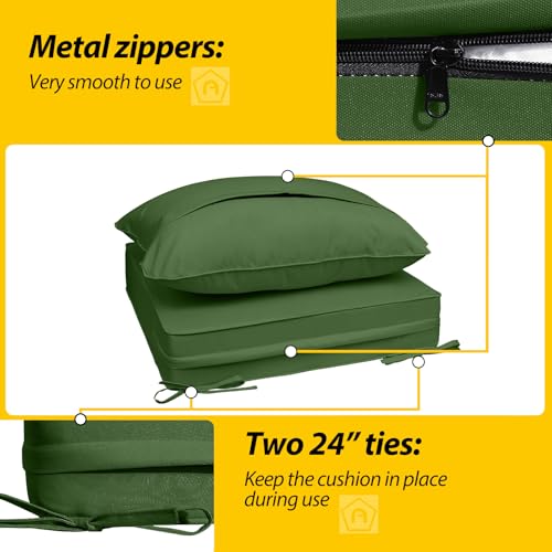 Outdoor Chair Cushions (Dark Moss Green / 24"x24"x5" / 24"x19")