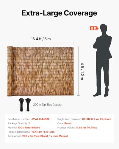 Natural Reed Fencing (Brown / 4ft x 16.4ft x2pack)