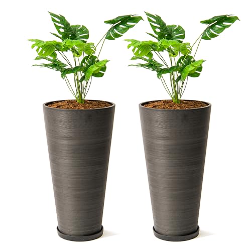 28 Inch Tall Round Tapered Planter (Black / 28" H)