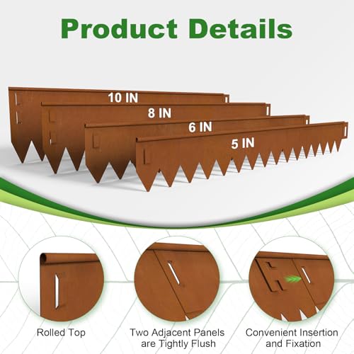 Cor Ten Steel Landscape Edging Kit 20FT (Rusty / 6 Inch x 20Ft.)