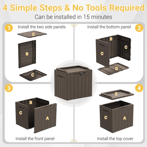 Outdoor Storage Box 31 Gallon Storage Box with Lid for Patio Furniture (31 Gallon / Dark Brown)