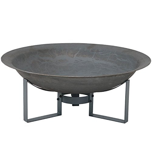 Sunnydaze 24 Inch Cast Iron Modern Outdoor Fire Pit Bowl with Stand