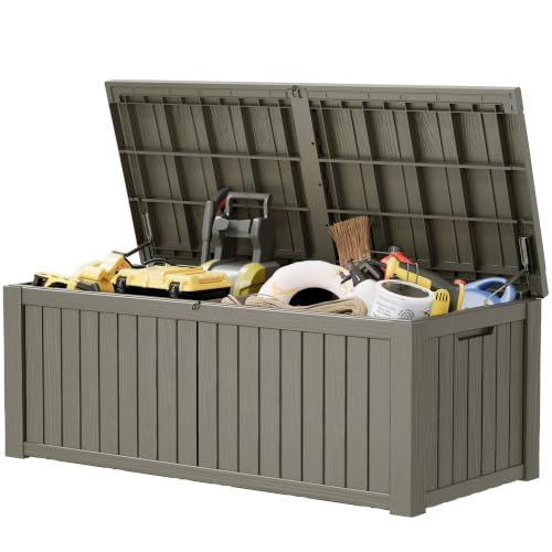 230 Gallon Outdoor Storage Box Waterproof Deck Box for Patio (Grey / 230 Gallon)