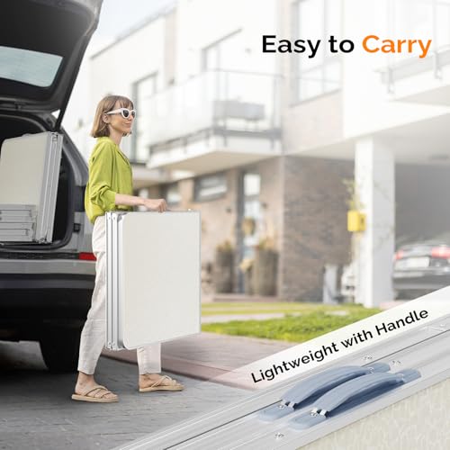 6ft Folding Camping Table with Carry Handle (White / 6ft)