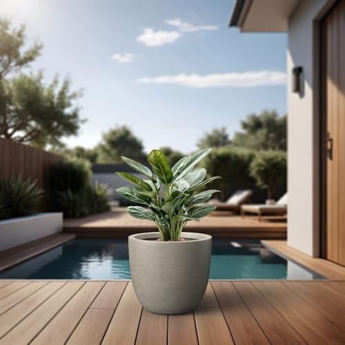 Modern Home Minimalist 14" Dia Weathered Concrete Bowl Planter (Weathered Concrete / 14-Inch Dia)