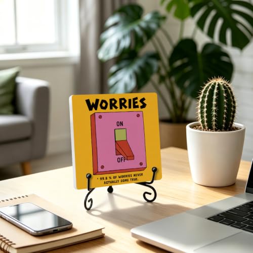 Funny Health Quote for Home Office Book Shelf Table Decor 6.3x6.3 Inch (Multicolor 1716 / Wooden sign with iron frame（6.3 x 6.3 inches）)
