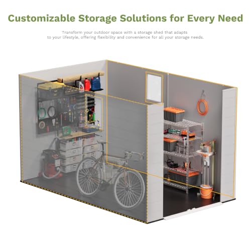 6X10 FT Plastic Outdoor Storage Shed with Floor (Light Gray / 6x10)