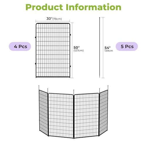 Doorless Garden Fence 50 in (50 in(H) x 10.2 ft(L) 4 Panels no gate / Black)