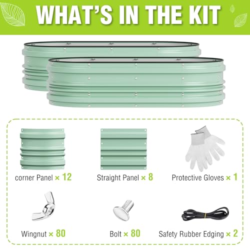 2PK 4x2x1ft Galvanized Raised Garden Bed Set (Light Green / 4x2x1ft(2PK))