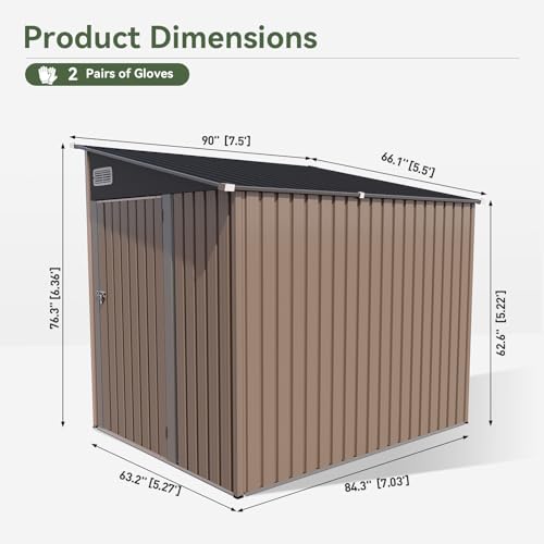 8x6 FT Lean to Shed Outdoor Storage Shed (Brown / 6'x8')