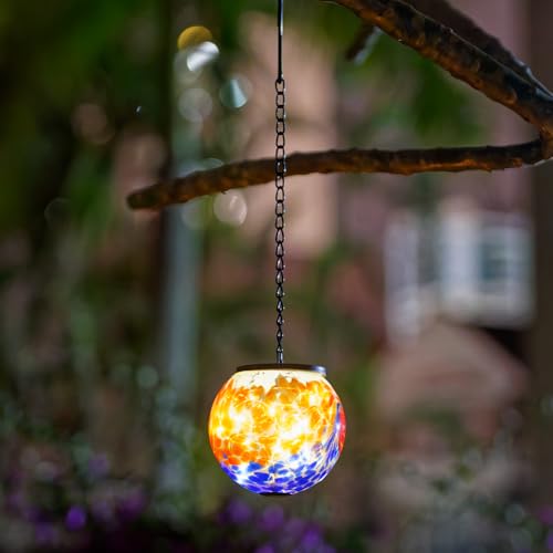 Solar Hanging Lanterns Outdoor Waterproof (Blue Splash-ink)