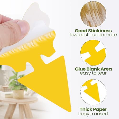 50 Sheets Fruit Fly Sticky Traps for Fruit Fly Gnat Trap for House Indoors Sticky Traps Catcher for Gnats Fungus Gnats Mosquito Catcher Kitchen Outdoor Plants (Yellow, Green / Classic Style)