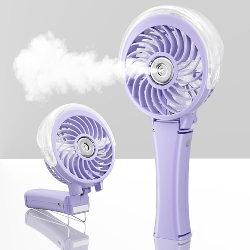 Upgraded Portable Handheld Misting Fan (HF318C / Light Purple)
