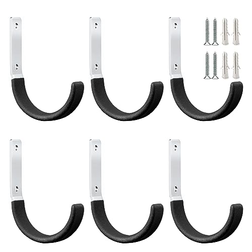 Heavy Duty Steel Garage Hooks (Black 6 Pack)