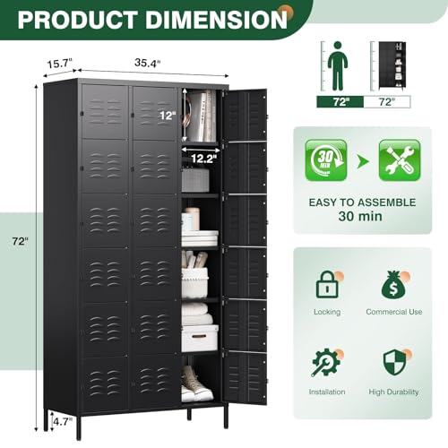 Metal Lockers for Employees (18 Door / Black)