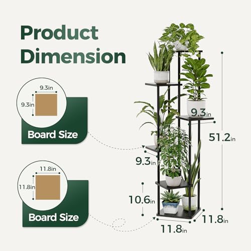 Tall Plant Stand Indoor Corner Plant Holder for Multiple Plants (Dark Brown / 6 Tier)