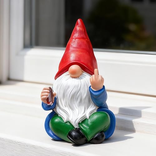 Middle Finger Gnome Statue 6.3in (Cigar Gnome)