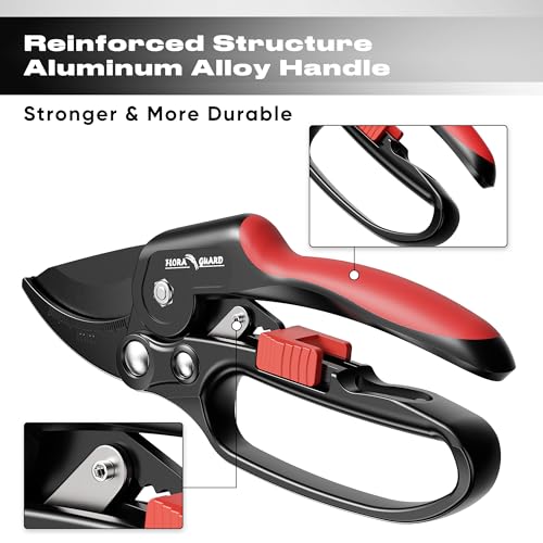 Ratchet Pruning Shears with SK5 Steel Blade (7.8 inch)