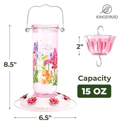 2 Pack Hummingbird Feeders for Outdoor Hanging (Pink)
