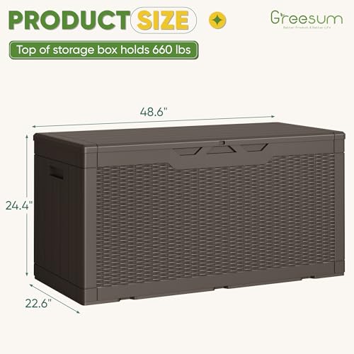 Outdoor Storage Box 100 Gallon Storage Bin with Lid for Patio Furniture (Dark Brown / 100 Gallon)