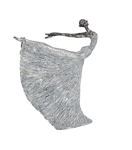 Polystone Dancer Decorative Sculpture Home Decor Statue (Gray / 12" x 3" x 16")