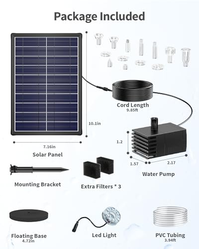 8W Solar Fountain Pump with 3200mAh Battery Backup & LED Lights (8W Fountain with LED Light)