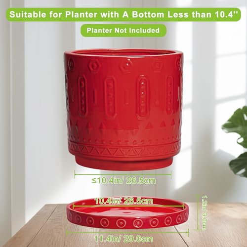 11.4 Inch Plant Saucers for Indoors (11.4 Inch / Red)