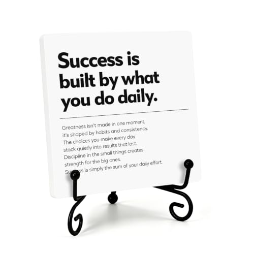 Motivational Quote for Home Office Book Shelf Table Decor 6.3x6.3 Inch 02 (Multicolor 1701 / Wooden sign with iron frame（6.3 x 6.3 inches）)