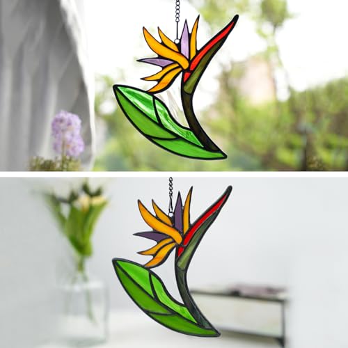Bird of Paradise Flower Stained Glass Suncatcher for Window Hangings