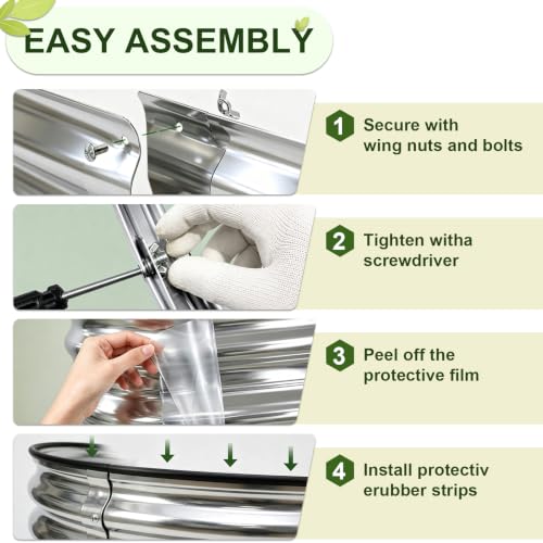 Galvanized Raised Garden Beds Outdoor (Silver / 8 x 4 x 1 ft)